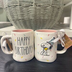 Rae Dunn Happy Birthday Mug Set - White and Pink